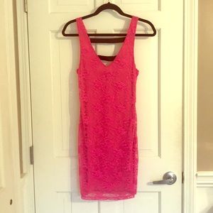 Pink lace dress with open back